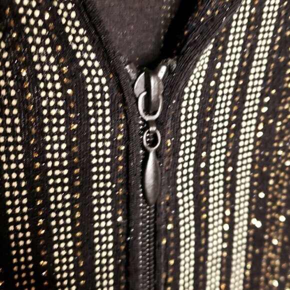 Alfred Dunner Womens Sparkle Zip Up Striped Lightweight Stretchy Jacket 8 - Picture 4 of 7